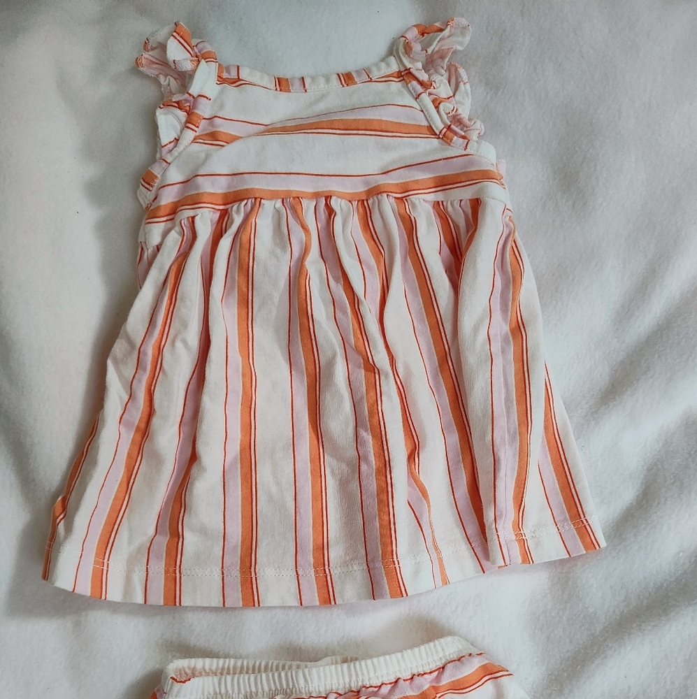 Striped Orange and White Kids Dress Set